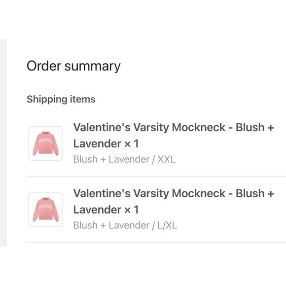 NWT Parke Valentines Day Collection Mockneck Sweatshirt Blush & Lavender XXL - Picture 5 of 5